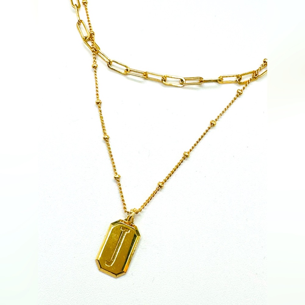 Cai Jewelry Gold Tone Multi Layer Delicate Initial Necklace J Monogram